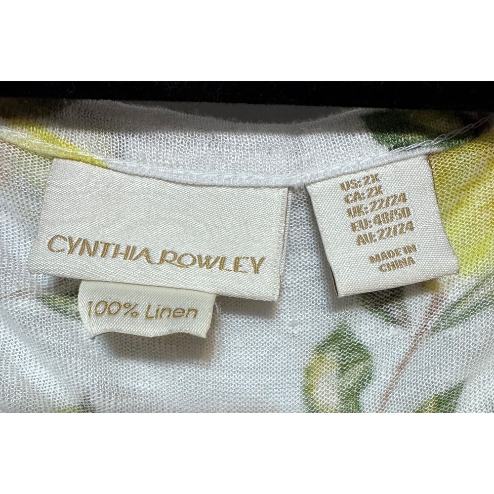 Cynthia Rowley 100% Linen Lemon Blouse Size 2X Cottagecore Countryside Fairy Top - Picture 2 of 4